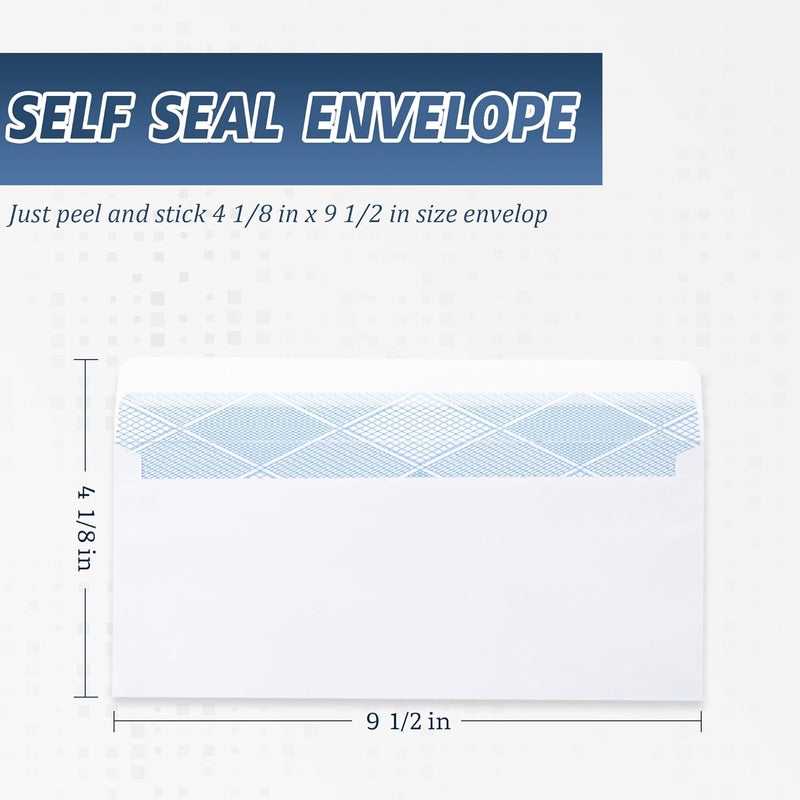 Yeplan 100PCS #10 Envelopes Letter Size Self Seal Business Envelopes No Window Security Mailing Envelopes Size 4-1/8 x 9-1/2 Inch - White 24LB Paper - Image 2